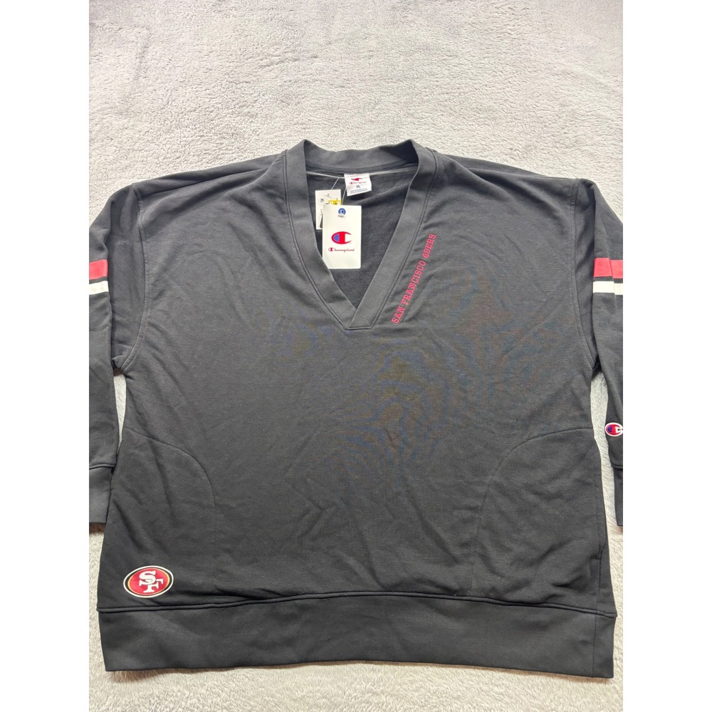 Champion San Francisco 49ers V-Neck Sweatshirt Mens‎ XL Charcoal Grey NWT NFL